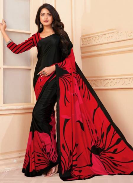 Red And Black Colour Perfection Fancy Wear Wholesale Printed Sarees 102 A