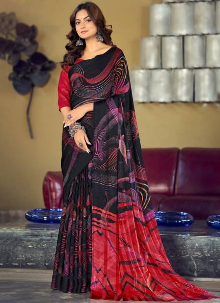 Red And Black Colour Vartika Silk 2nd Edition By Ruchi Silk Sarees Catalog 22205 A