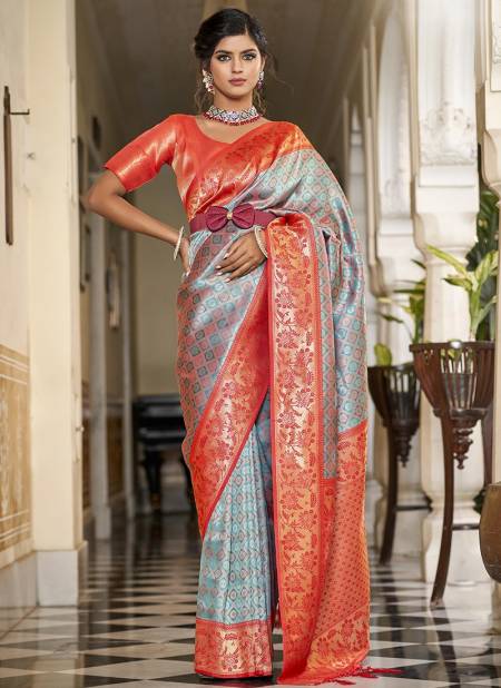 Red And Blue Colour BK 8729 Ethnic Wear Wholesale Silk Sarees 8001