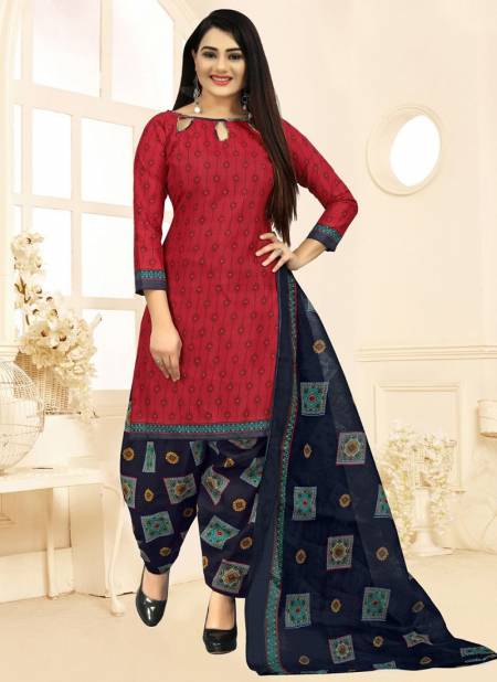 Red And Blue Colour Rajnandini Daily Wear Wholesale Cotton Dress Material 4083