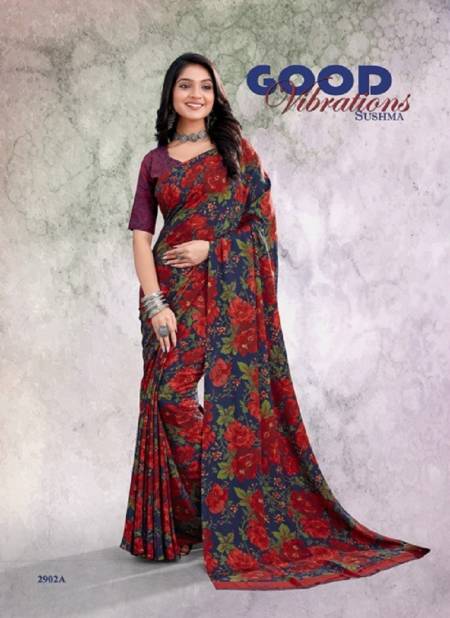 Red And Blue Royal By Sushma Daily Wear Saree Catalog 2902 A