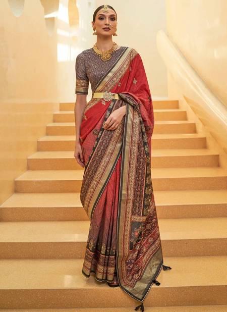 Red And Brown Colour Antra Rath Function Wear Wholesale Silk Sarees Catalog 1024