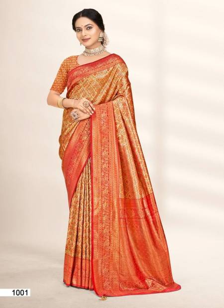 Red And Gold Colour Sheela Vol 20 By Bunawat Banarasi Silk Wedding Sarees Wholesale In India 1001