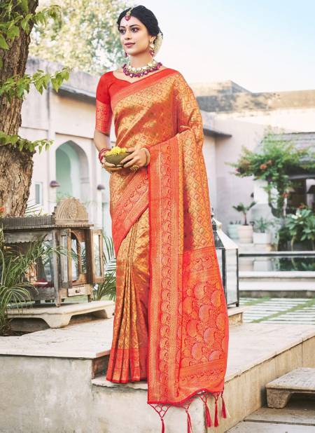 Red And Golden Colour Sundari Silk Sangam Exclusive Wear Wholesale Silk Sarees Catalog 1003