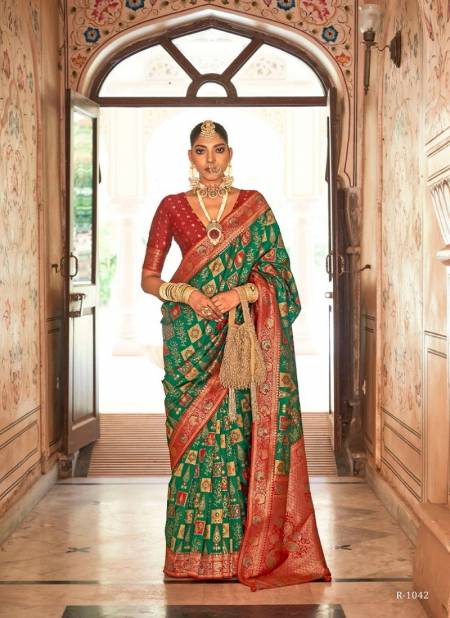 Red And Green Colour Gangotri By Rewaa Traditional Saree Wholesale Market In Surat With Price R-1042