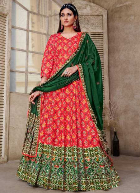 Red And Green Colour Gulkand Ethnic Wear Wholesale Gown Catalog 2461