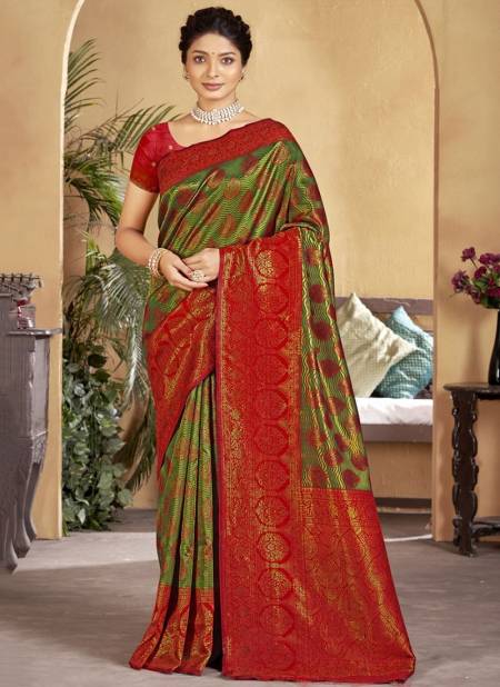 Red And Green Colour Premium Silk Wholesale Designer Silk Saree Catalog 2763