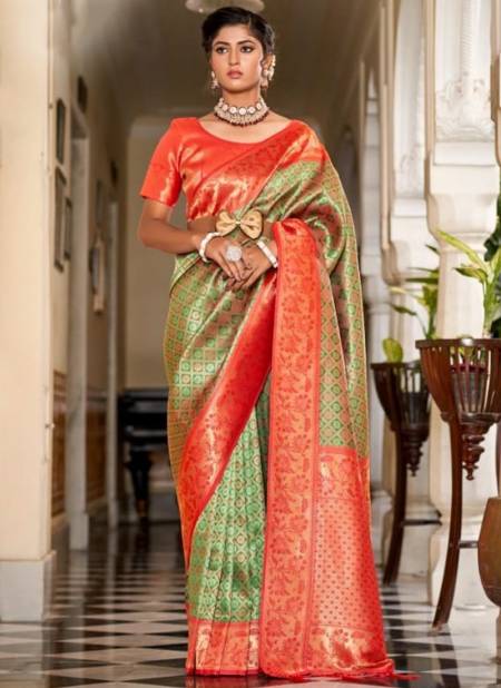 Red And Green Colour Samiksha The Fabrica Function Wear Wholesale Designer Sarees Catalog 8004