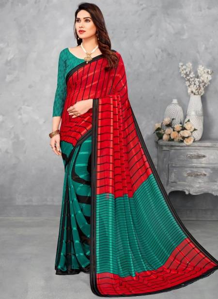 Red And Green Colour Vartika Silk Printed Wholesale Daily Wear Sarees 16703 C
