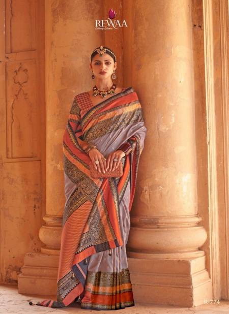 Red And Lavender Colour Prasang By Rewaa Silk Sarees Catalog 774
