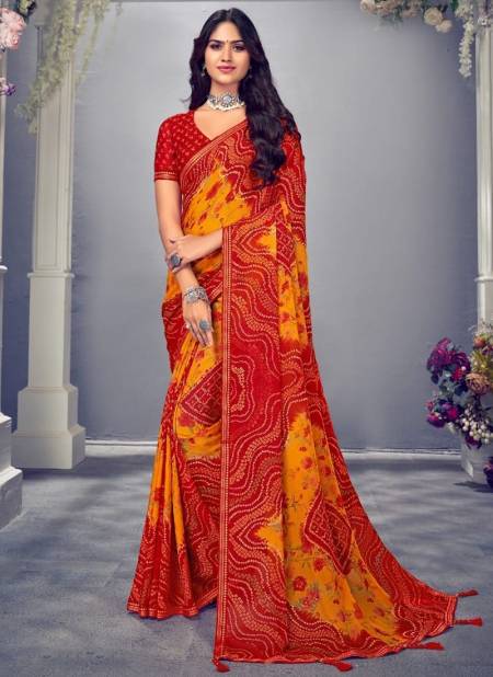 Red And Orange Colour Jalpari Wholesale Daily Wear Saree Catalog 19901 D