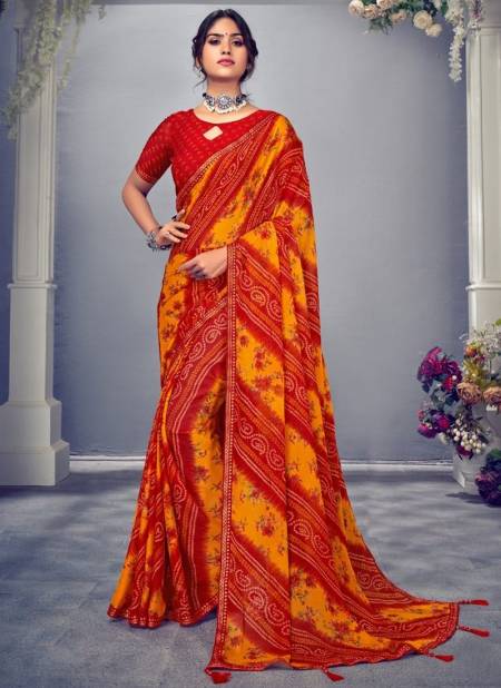 Red And Orange Jalpari Wholesale Daily Wear Saree Catalog 19902 C
