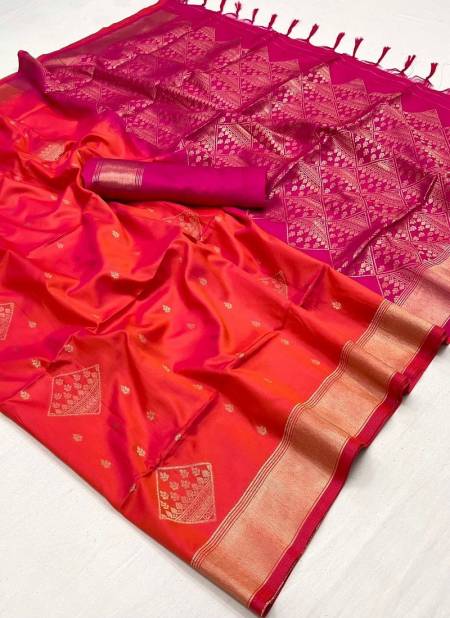 Red And Pink Colour Kraft Silk By Rajtex Soft Silk Designer Saree Catalog 347003