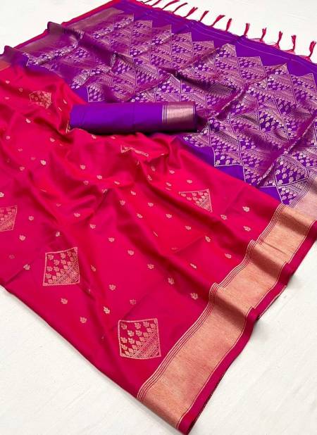 Red And Purple Colour Kraft Silk By Rajtex Soft Silk Designer Saree Catalog 347006