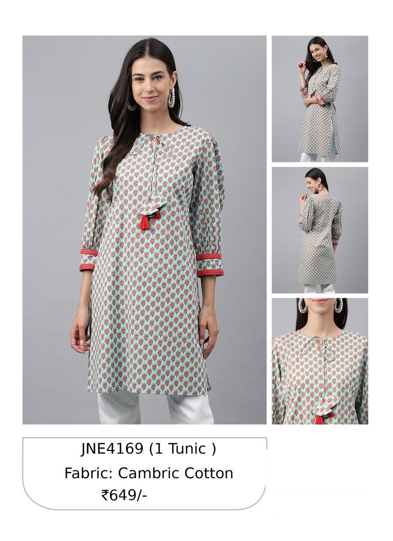 Red And Sky Colour Janasya Designer Kurti Catalog 4169