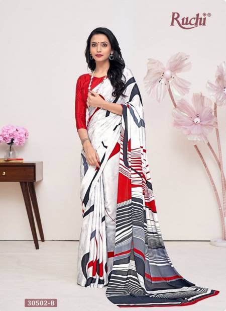 Red And White Vivanta Silk 31st Edition By Ruchi 30501A To 30506B Saree Manufacturers 30502B Catalog