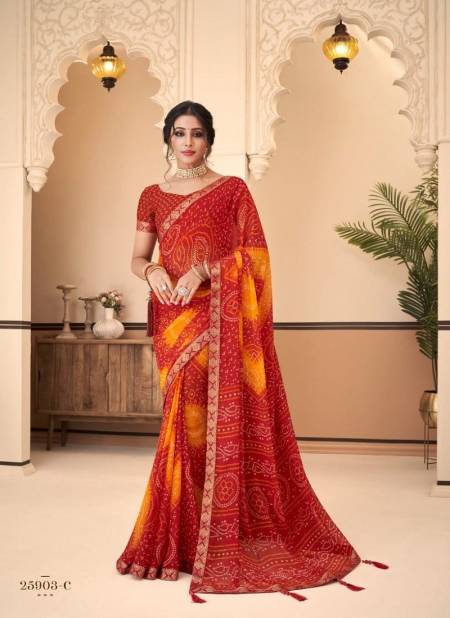 Red And Yellow Jalpari 11th Edition By Ruchi Daily Wear Saree Catalog 25903 C