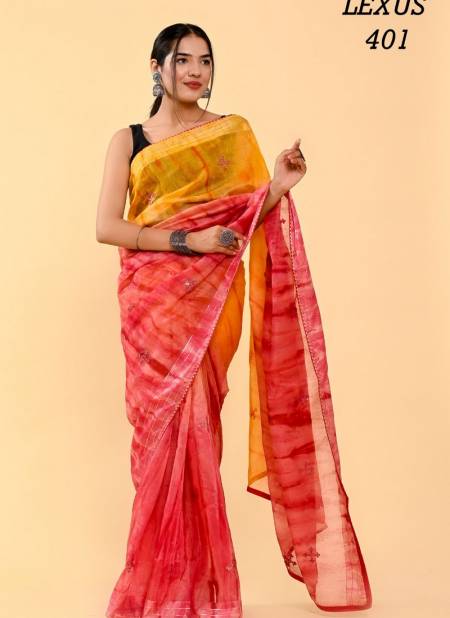 Red And Yellow Lexus By Fashion Lab Cotton Saree Catalog 401