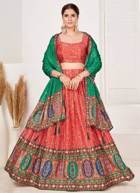 Red And green Colour Resham Wedding Wear Wholesale Designer Lehenga Choli 1032