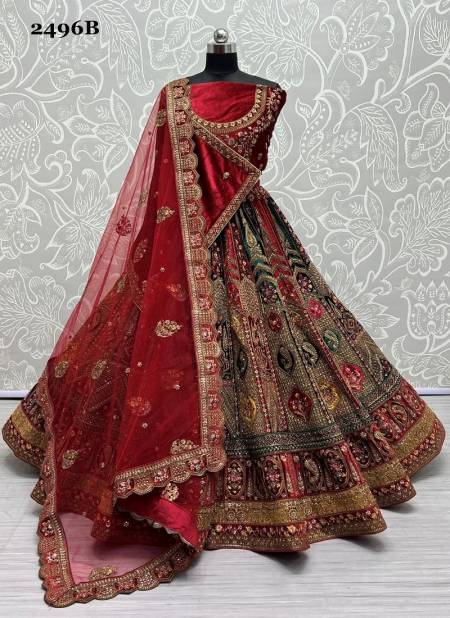 Red Anjani Art 2496 Colors Bridal Lehenga Choli Catalog 2496 B