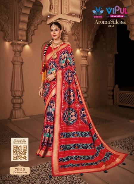 Red Aroma Silk Plus Vol 3 By Vipul Silk Designer Saree Catalog 78415