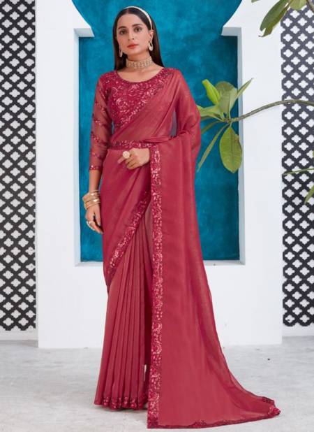 Red Colour 481 Colours Wholesale Designer Party Wear Saree Catalog 481 D