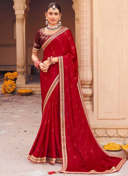 Red Colour Aadhya Festive Wear Wholesale Silk Sarees Catalog 6302