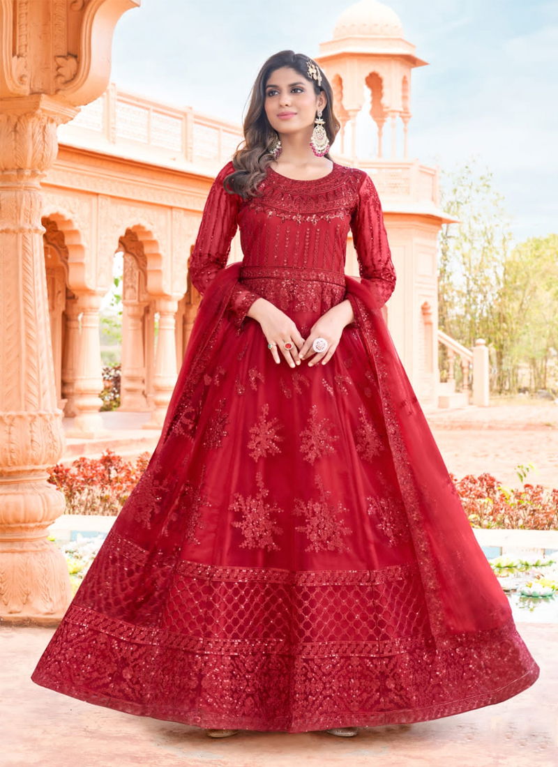 Red Colour Aanaya By Dani Fshion 6001 to 6004 Gown Catalog 6004