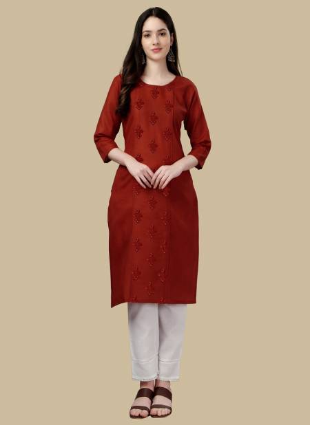 Red Colour Aaradhana 1001 A To 1007 Designer Kurti Catalog 1003 A