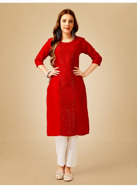 Red Colour Aaradhna 1051 Kurti With Bottom Catalog 6