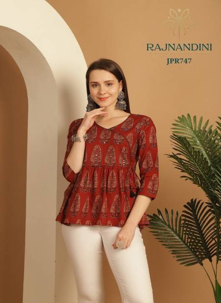 Red Colour Aaradhya Vol 23 By Rajnandini Cambric Cotton Printed Tops Orders In India JPR747