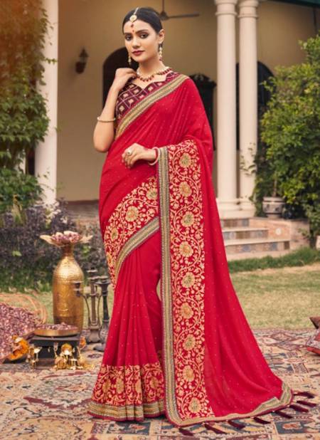 Red Colour Advika Ethnic Wear Wholesale Designer Saree Catalog 4704