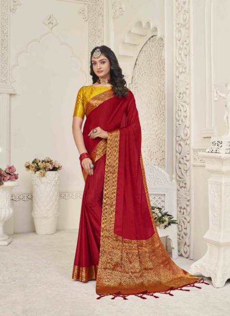 Red Colour Alora By Pankh Designer Saree Catalog 3304