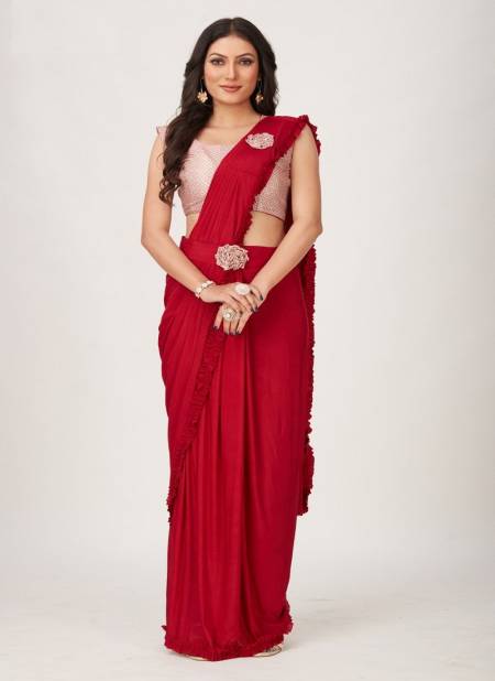 Red Colour Amoha 101001 Colours Partywear Saree Catalog 101001 A