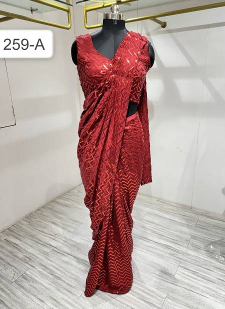 Red Colour Amoha 259 Colors Party Wear Saree Catalog 259 A