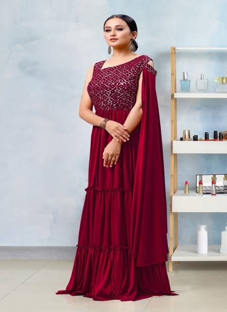 Red Colour Amoha 30499 Gown Catalog 30499 A