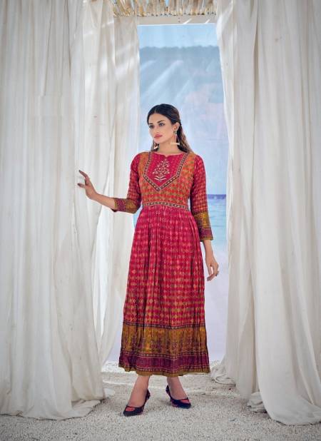 Red Colour Amoha Kig 1 To 11 Gown Catalog 1