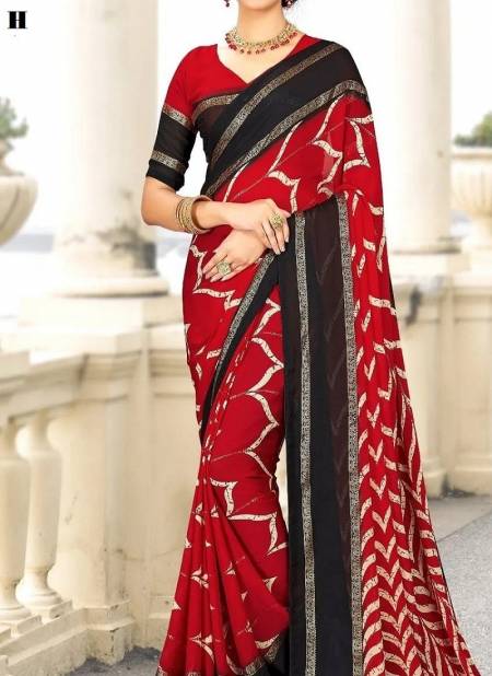 Red Colour Amrita By Mahamani Creation Fancy Fabric Printed Saree Catalog H