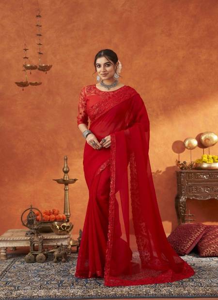 Red Colour Anamika By Suma Designer Fancy Wholesale Saree Suppliers In Mumabi 5008