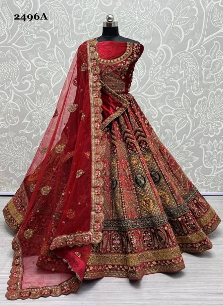 Red Colour Anjani Art 2496 Colors Bridal Lehenga Choli Catalog 2496 A