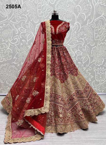Red Colour Anjani Art 2505 Bridal Lehenga Choli Catalog 2505 A
