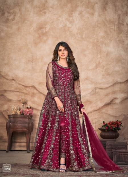 Red Colour Anjubaa Vol 19 By Anjuba Designer Net Salwar Suit Wholesale Online 10194