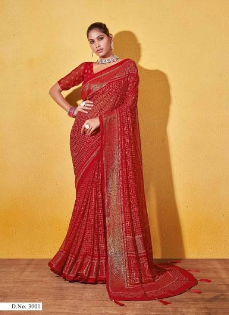Red Colour Ankita Vol 3 By Mahamani Creation Georgette Designer Saree Catalog 3001