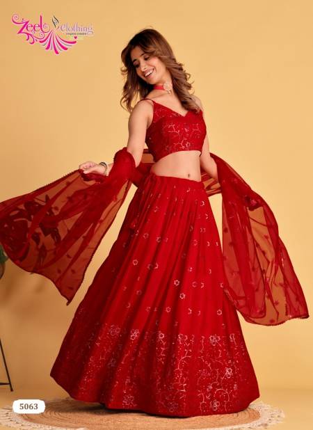 Red Colour Antique Aura By Zeel 5059 TO 5064 Wholesale Party Wear Lehenga Choli Manufacturers 5063