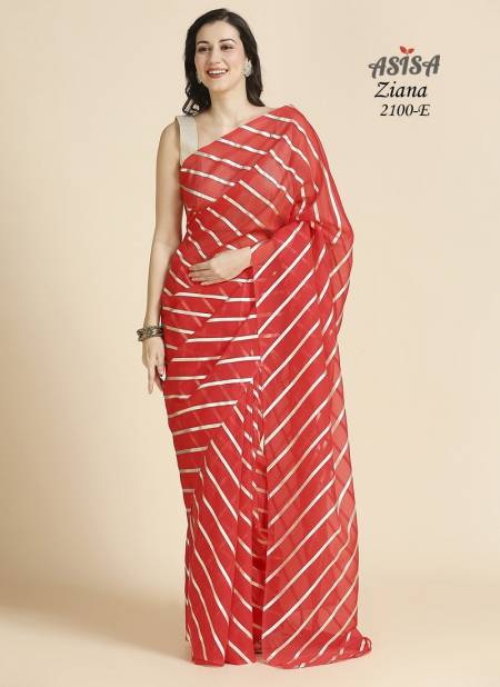 Red Colour Asisa Organza Chiffon Daily Wear Saree Orders In India Ziana-2100-E