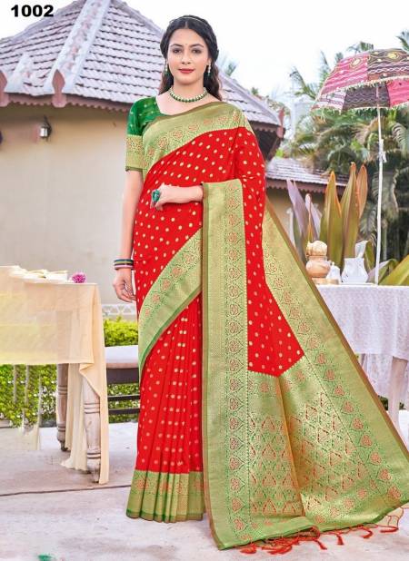 Red Colour Ayan Silk By Sangam Banarasi Silk Saree Catalog 1002