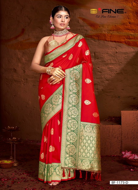 Red Colour B Fine Joshita Silk Wedding Wear Saree Wholesale Shop In Surat BF-1173-D
