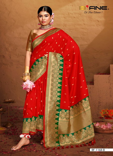 Red Colour B Fine Priyal Silk Wedding Wear Ladies Saree Wholesale Market In Surat BF-1168-B