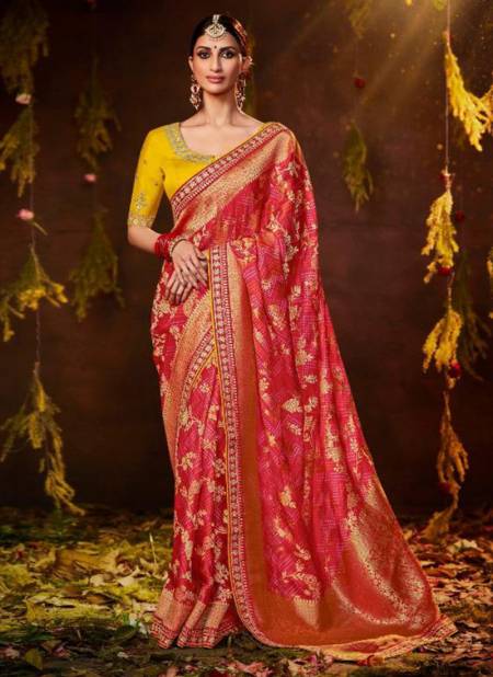 Red Colour Bandhej Festive Wear Wholesale Silk Sarees Catalog 154