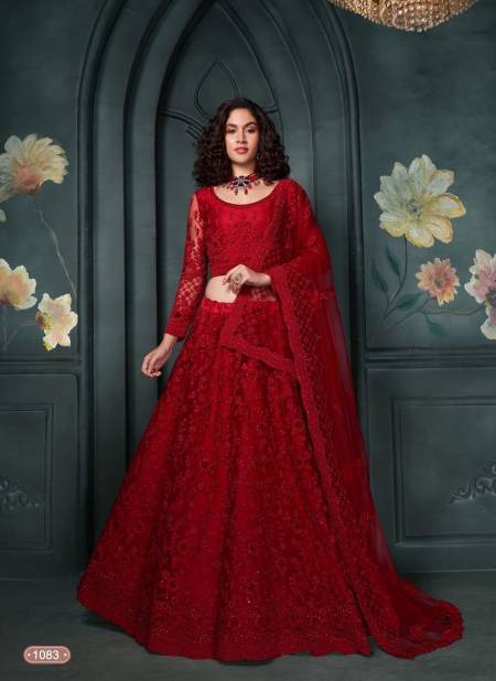 Red Colour Bridal Heritage Vol 5 By Alizeh Party Wear Net Lehenga Choli Wholesale Online 1083